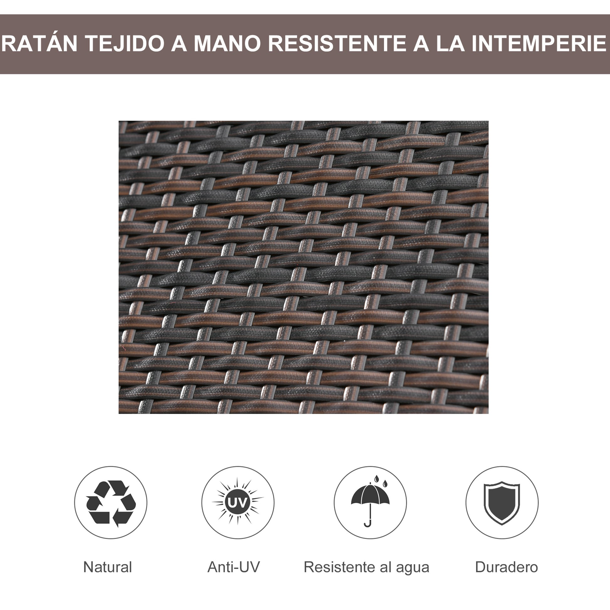 Outsunny Set De 2 Tumbonas De Ratán Chaise Longue Con Cojín Para Exterior Jardín_5