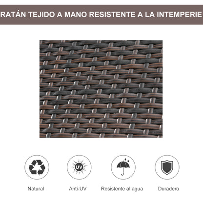 Outsunny Set De 2 Tumbonas De Ratán Chaise Longue Con Cojín Para Exterior Jardín_5