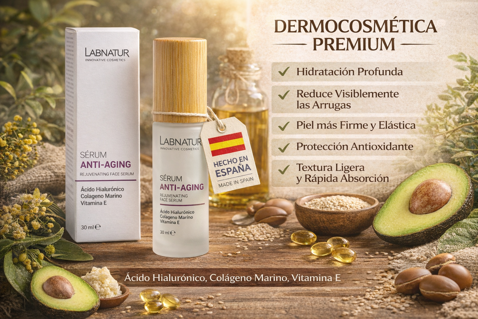 Sérum Anti-aging Labnatur 30 ml | Ácido Hialurónico | Colágeno Marino | Vitamina E | Hidratación Profunda | Reafirmante_2