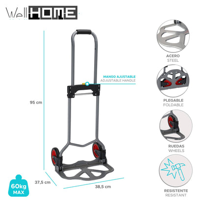 Carro De Mano Plegable En Acero - Capacidad Max 60kg - Well Home_1