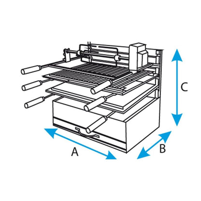 Gaveta de churrasco fechada com grelha, chapa e kit de frango Imex El Zorro