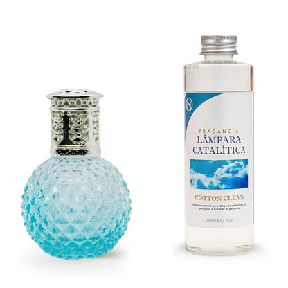 Lámpara Catalítica Blue Diamonds + Fragancia Aroma Cotton Clean 200 Ml - Elimina Malos Olores, Impurezas Y Perfuma_0