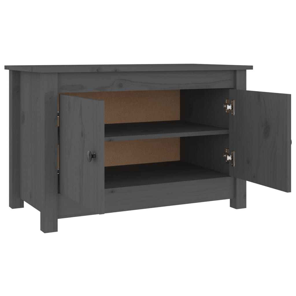 Armario Zapatero De Madera Maciza De Pino Gris 70x38x45,5 Cm / Vetonek_5