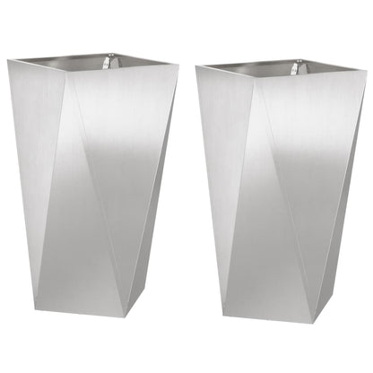 Jardinera 2 Pcs Plateado 40 X 40 X 75 Cm Acero Inoxidable_0