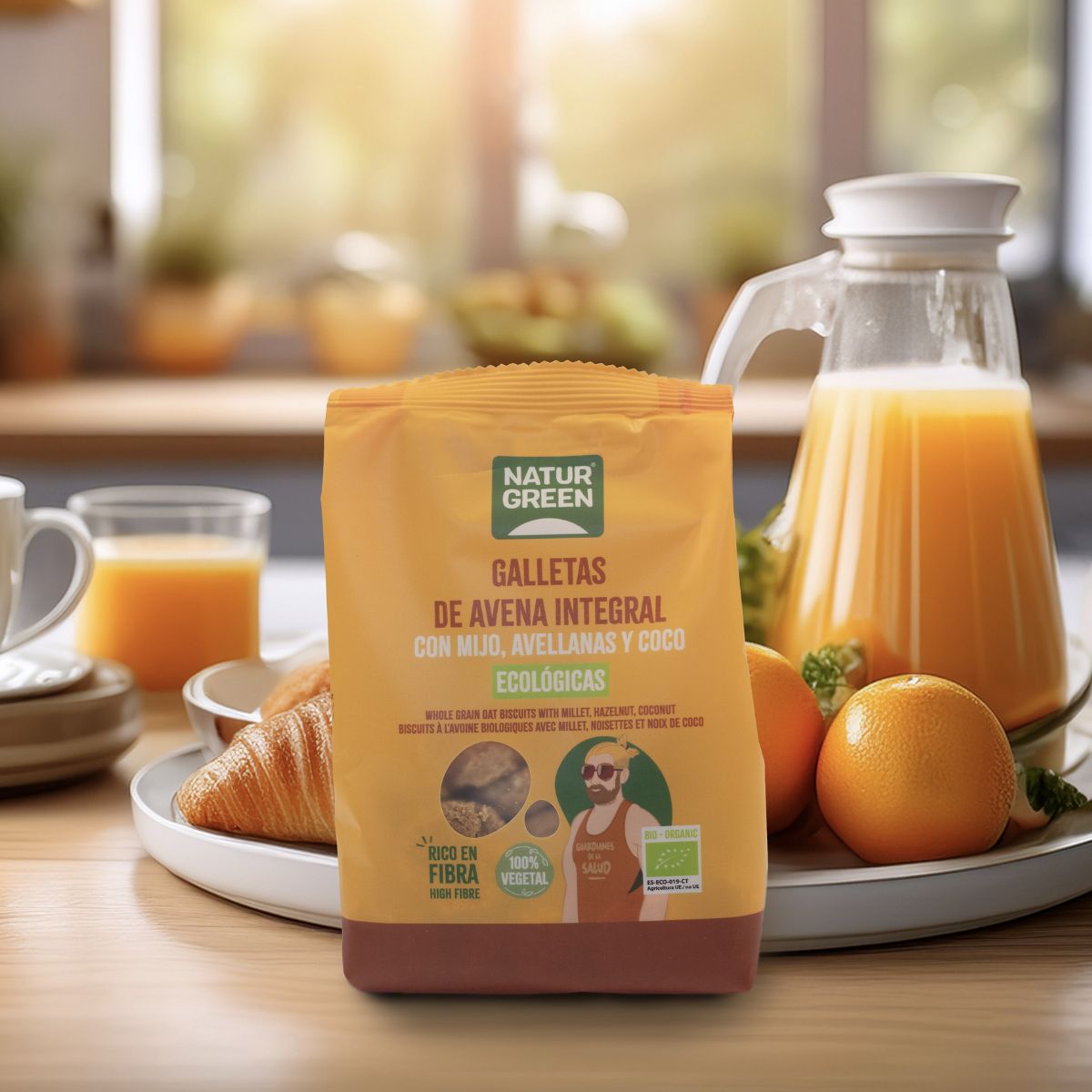 Bolacha de aveia integral com millet, avelãs e coco Bio NaturGreen 140 g