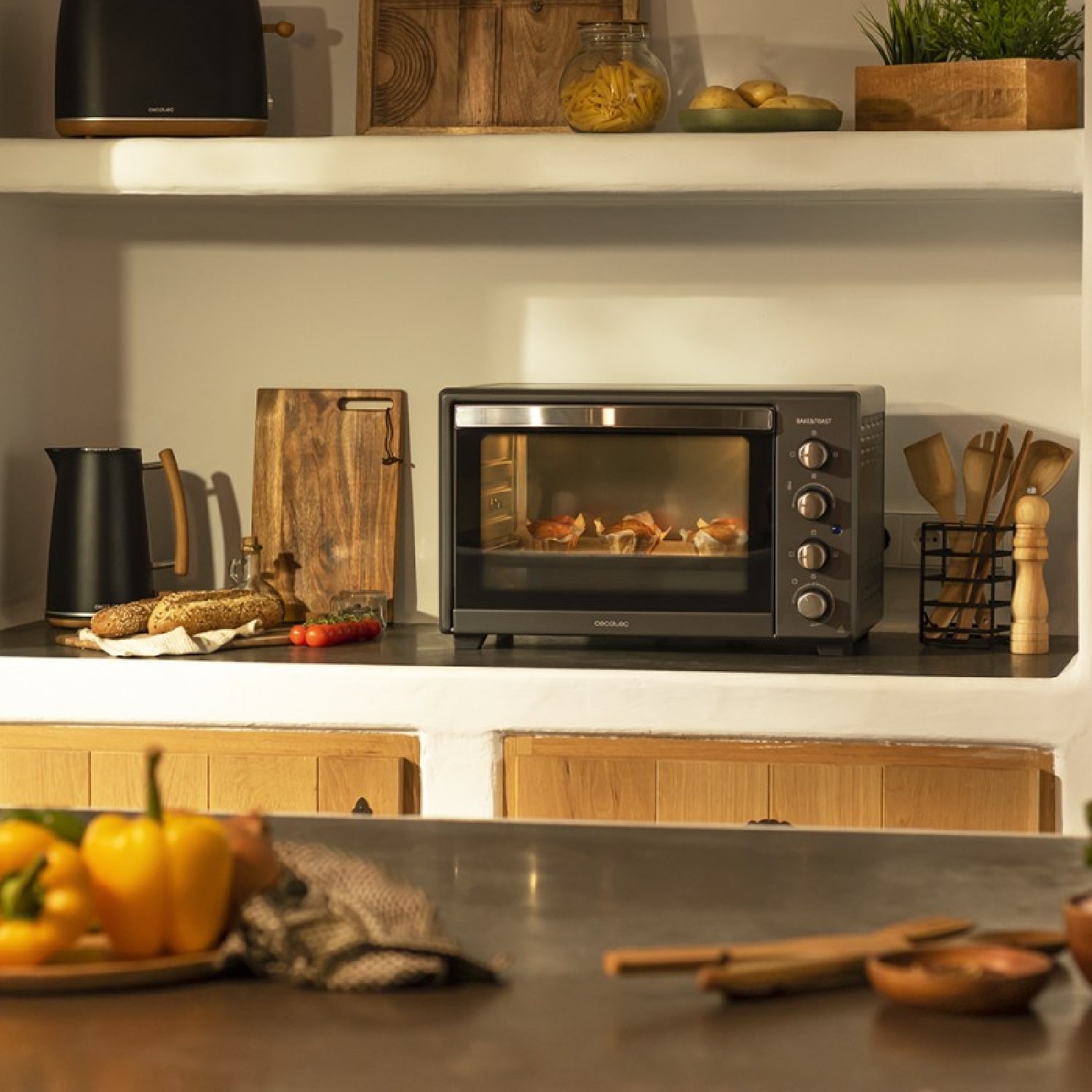 Cecotec Horno Sobremesa De Convección Bake&toast 4500 Black Gyro. 2000 W Capacidad 45 L 12 Funciones Combinables Incluye_1