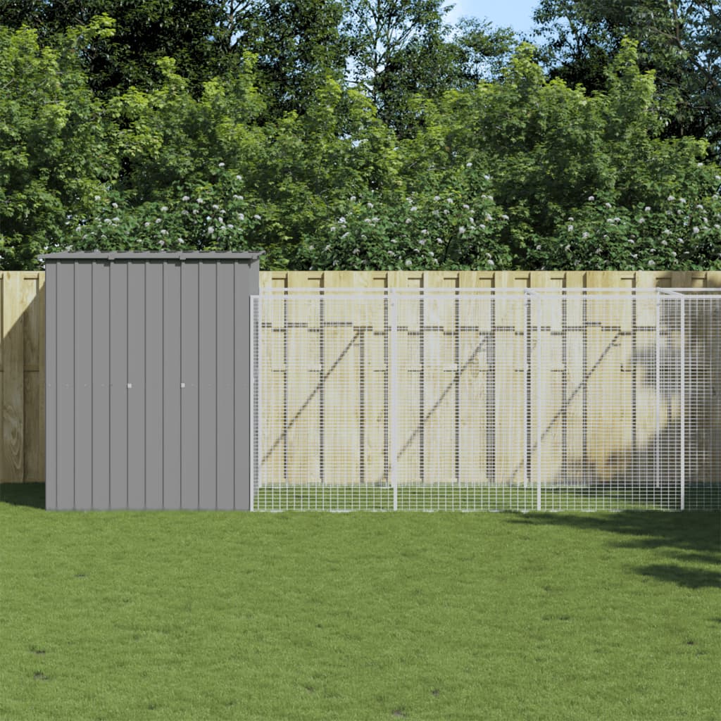 Caseta Perros Corral Acero Galvanizado Gris Claro 165x863x181cm_1