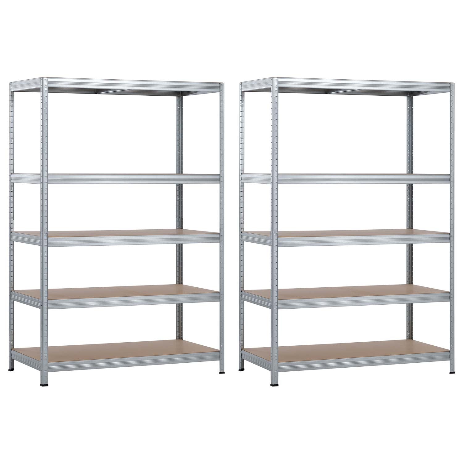 Pack 2 Estanterías Modulares Con 5 Baldas Ajustables 180x120x60cm 1250kg O91_0