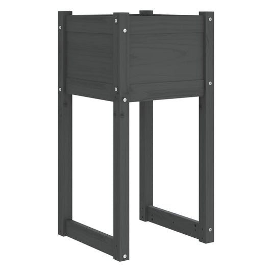 Jardinera De Madera Maciza De Pino Gris 40x40x81 Cm_0