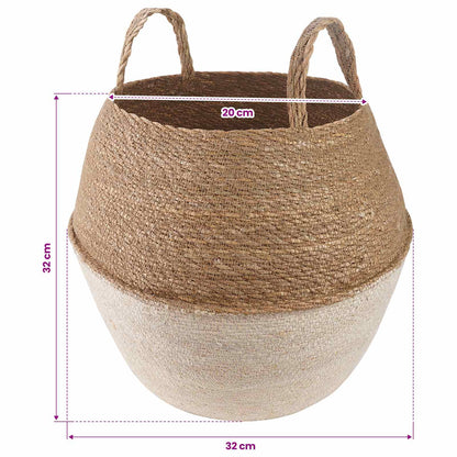 Maceta Con Asas 2 Uds. Blanco Ø 32 X 32 Cm 100% Hierba Marina_5