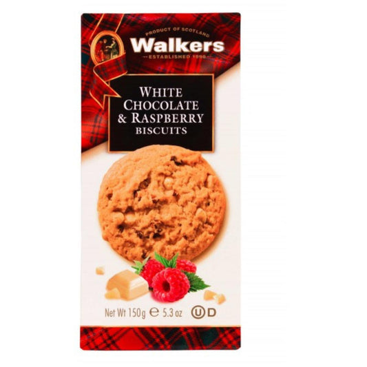 Walkers Cookies de chocolate branco e pepitas de framboesa 150g