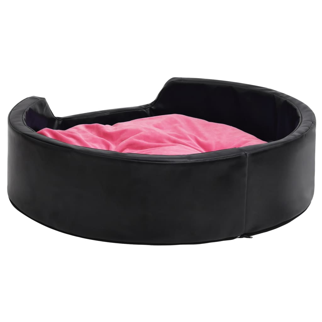 Vidaxl Cama De Perros Felpa Y Cuero Sintético Negro Y Rosa 99x89x21 Cm_4