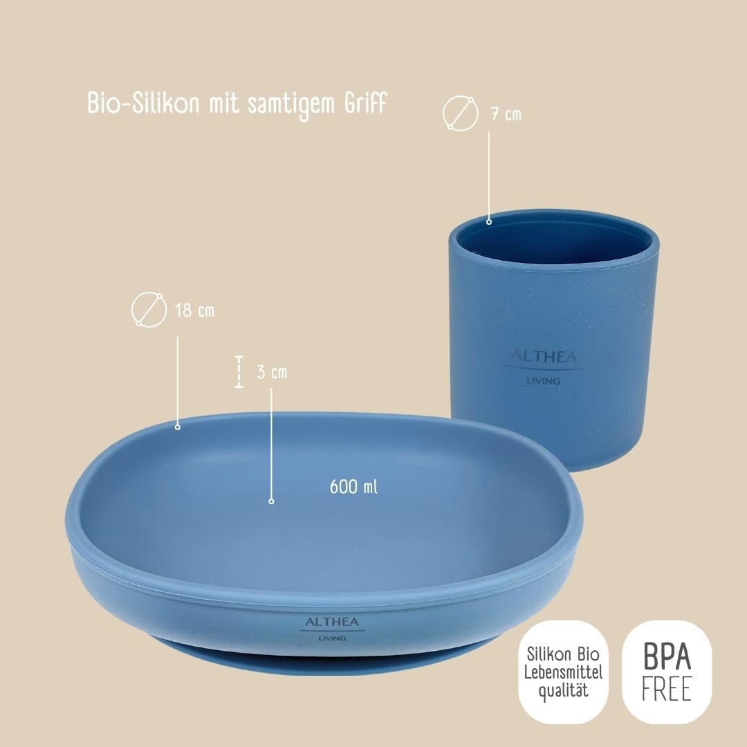 Vajilla De Silicona Orgánica - 4 Piezas - Azul Marino._5