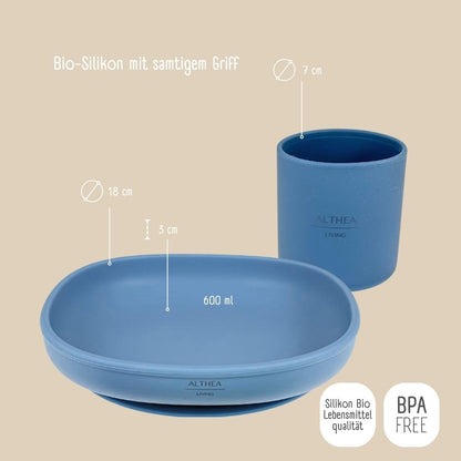 Vajilla De Silicona Orgánica - 4 Piezas - Azul Marino._5