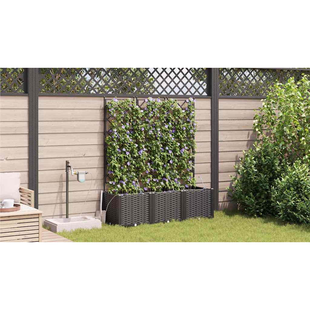 Macetero De Jardín 3 Uds. Negro 120 X 40 X 142 Cm Pp_3