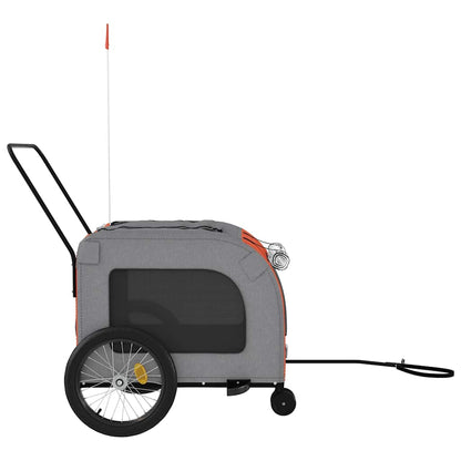 Remolque De Bicicleta Mascotas Hierro Tela Oxford Naranja Gris_5