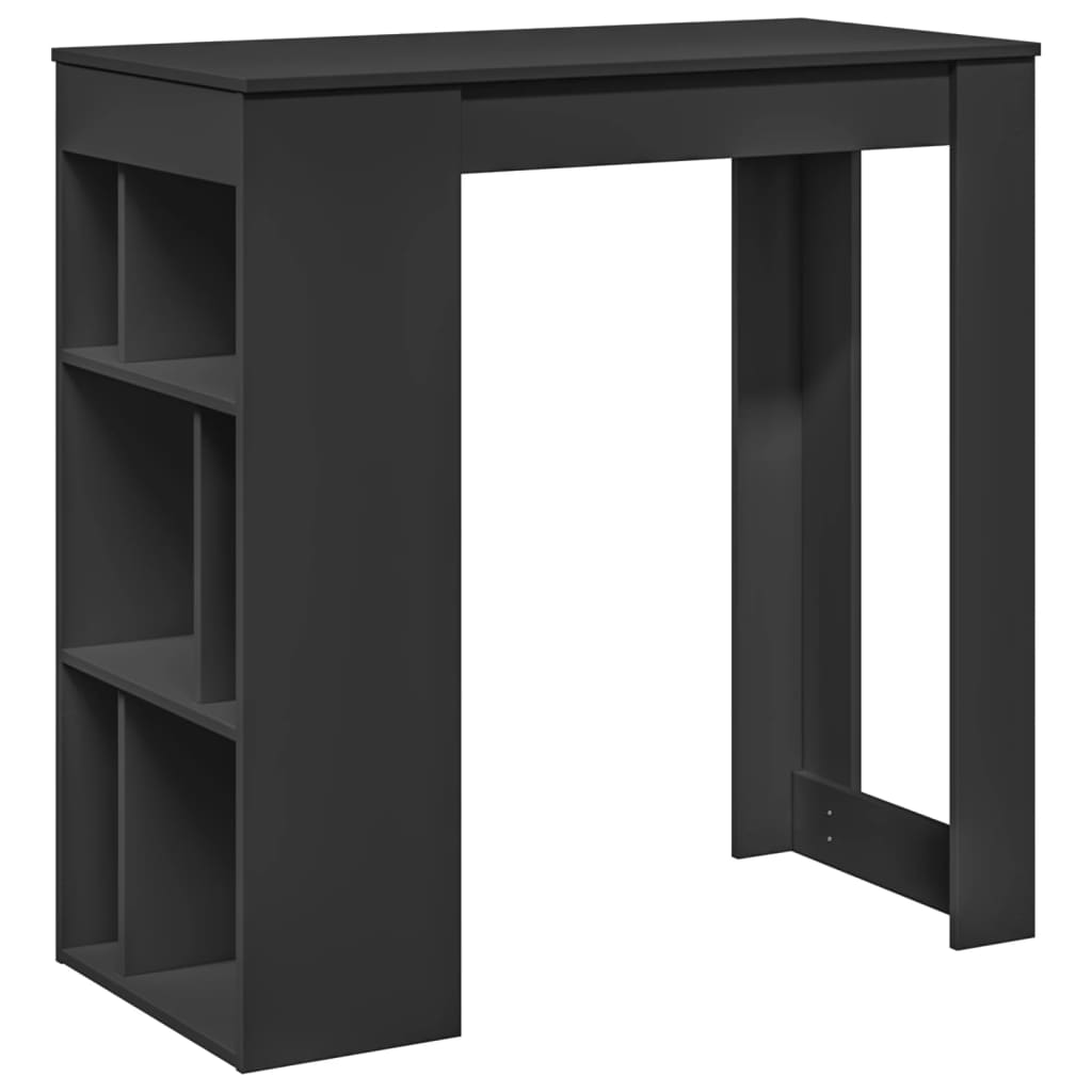 Mesa Bar Con Estantes Madera Ingeniería Negro 102x50x103,5 Cm_0