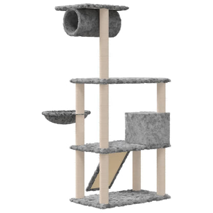 Rascador Para Gatos Con Postes De Sisal Gris Claro 131 Cm_4