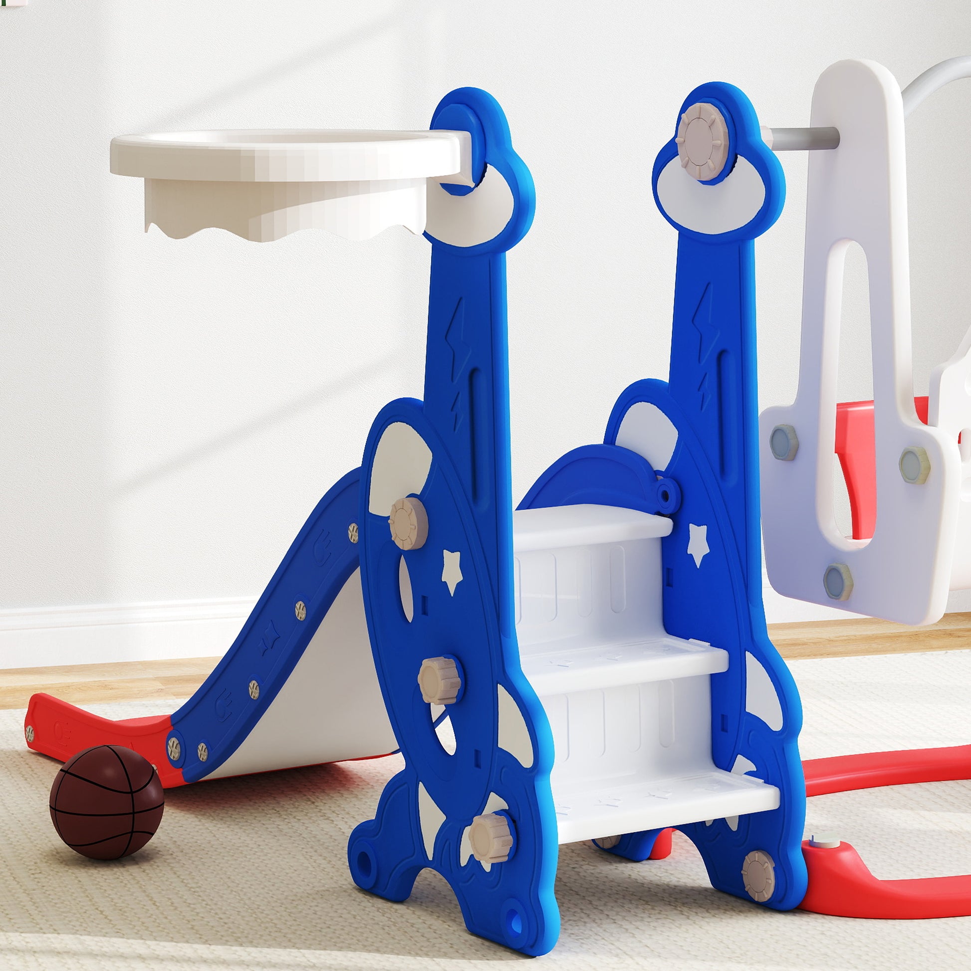 Aiyaplay Tobogán Infantil 4 En 1 Con Columpio Y Tobogán Para Interior Multicolor_4