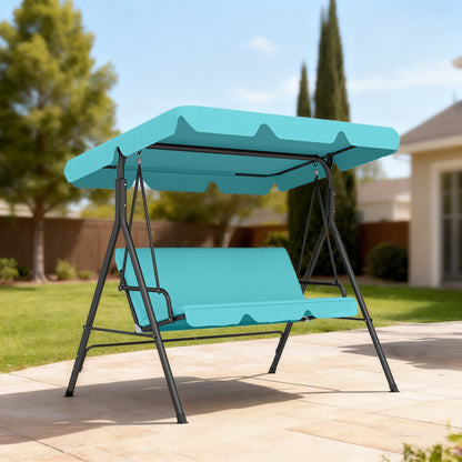 Outsunny Columpio De Jardín 3 Plazas Techo Ajustable 172x110x153cm Verde Azulado_1