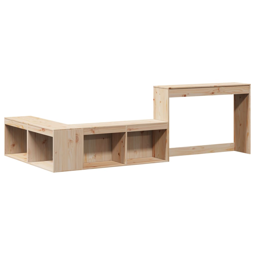 Mueble Con Escritorio Madera Maciza Pino 232x112x75 Cm_1