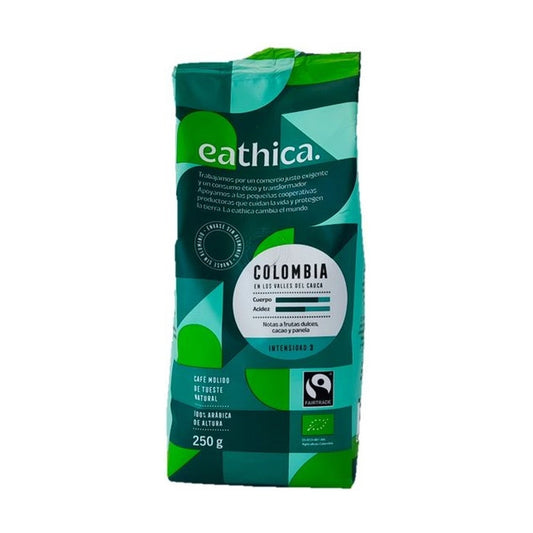 Café Arábica das montanhas Eathica BIO moído da Colômbia 250g