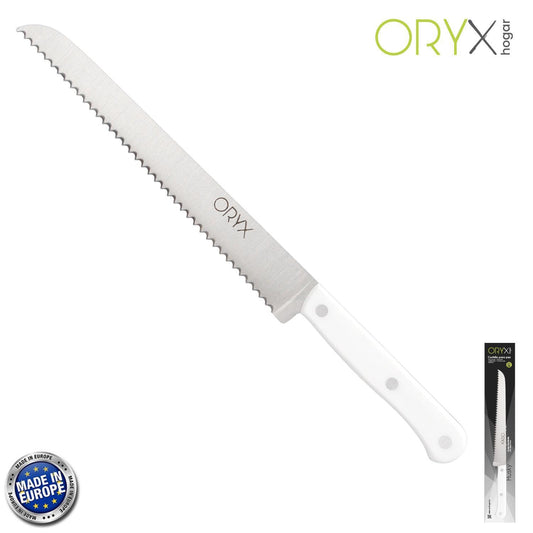 Cuchillo Husky Panero 21 Cm. Hoja Acero Inoxidable, Cuchillo Pan , Cuchillo Cortar Pan Mango Ergonomico Blanco