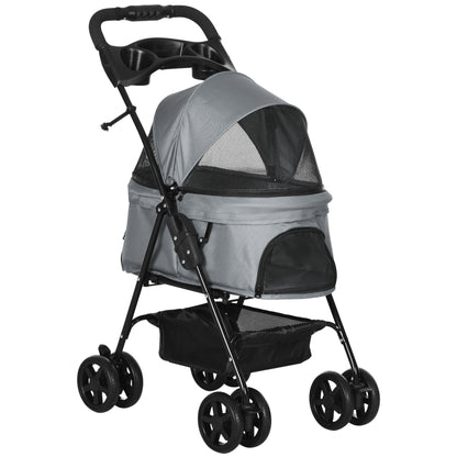 Pawhut Cochecito Para Perros Plegable Con Ruedas Universales 67x45x96 Cm Gris_1