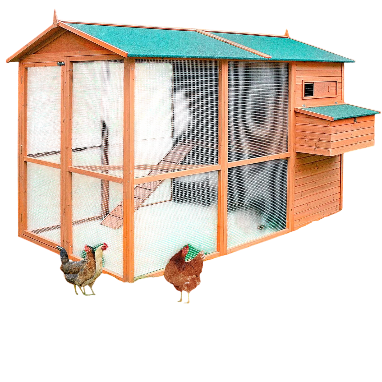 Gallinero Oslo Para 8-12 Gallinas - Gran Tamaño - Refugio Cubierto - Bandeja Extraíble - Incluye Perchas Y Ponedero_0