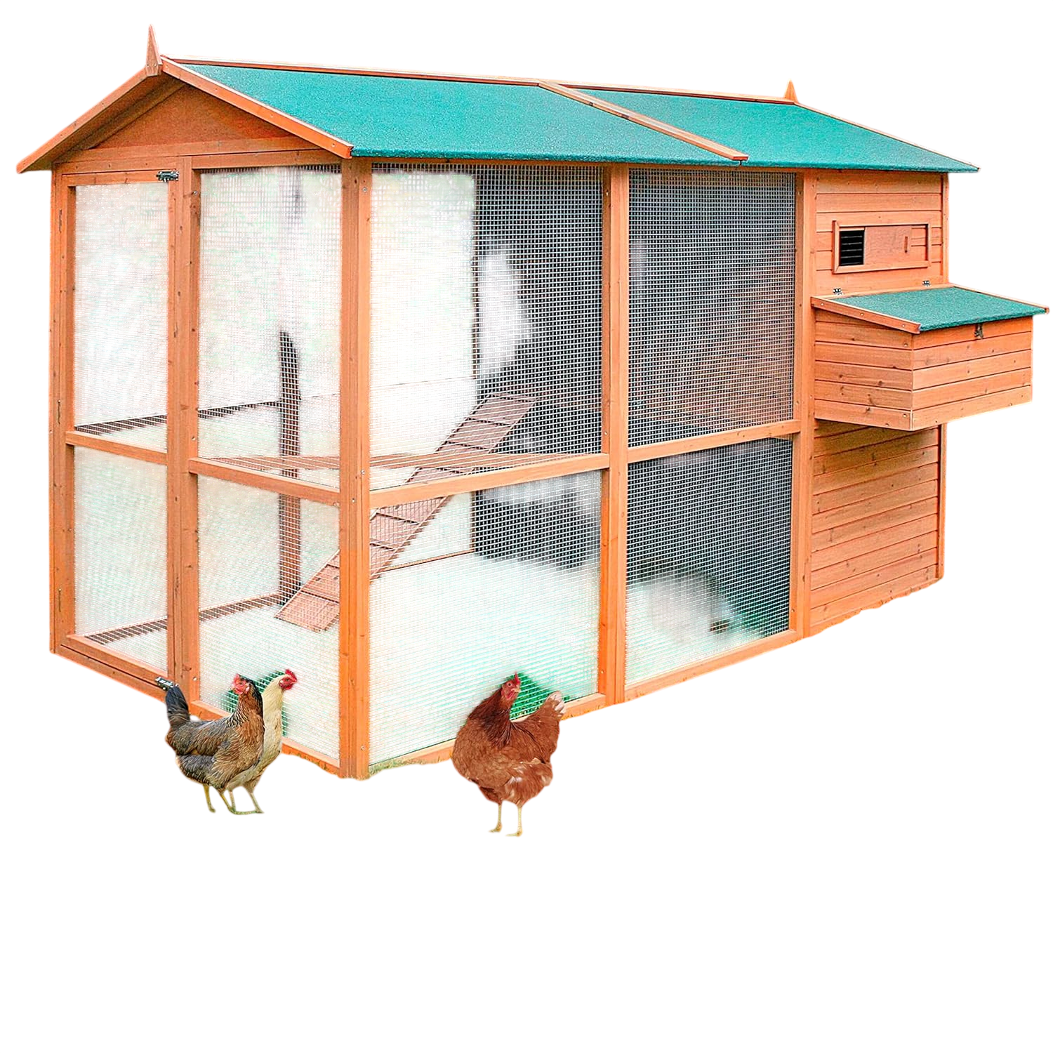 Gallinero Oslo Para 8-12 Gallinas - Gran Tamaño - Refugio Cubierto - Bandeja Extraíble - Incluye Perchas Y Ponedero_0