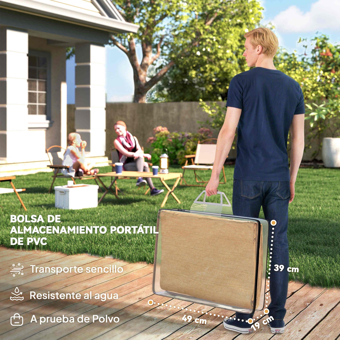 Outsunny Toldo Vela De Sombra Rectangular 4x6 M Con Anti-uv Arena_5