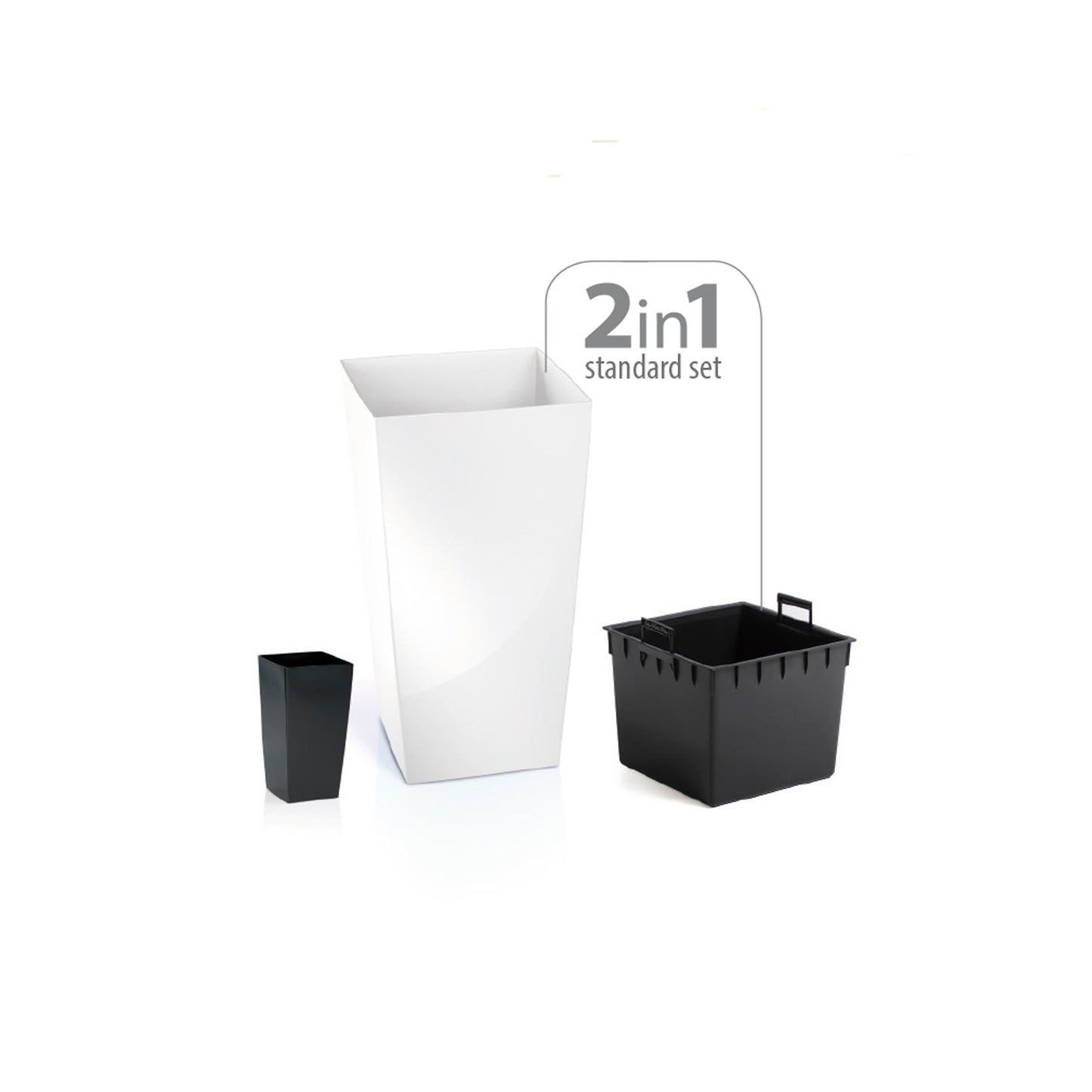 Maceta Alta 19 L Prosperplast Urbi Square De Plástico Con Depósito En Color Blanco, 45 (alto) X 24 (ancho) X 24 (profundo) Cms