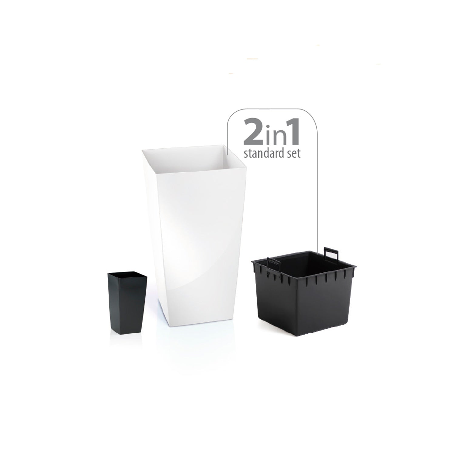 Maceta Alta 19 L Prosperplast Urbi Square De Plástico Con Depósito En Color Blanco, 45 (alto) X 24 (ancho) X 24 (profundo) Cms