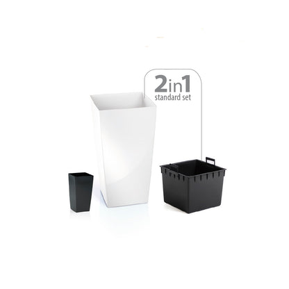 Maceta Alta 35 L Prosperplast Urbi Square De Plástico Con Depósito En Color Blanco, 55 (alto) X 29,5 (ancho) X 29,5 (profundo) Cms