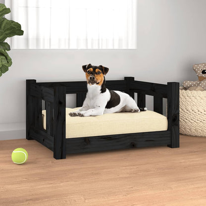 Vidaxl Cama Para Perros Madera Maciza De Pino Negro 55,5x45,5x28 Cm_1