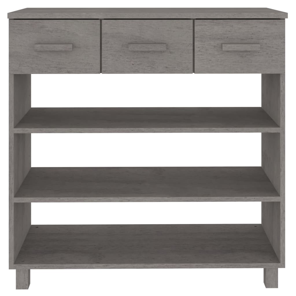 Mesa Consola Hamar Madera Maciza De Pino Gris Claro 90x35x90 Cm_3