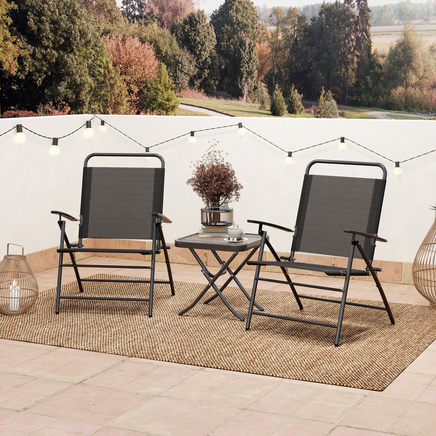 Outsunny Conjunto De Mesa Y Sillas De Terraza Exterior Plegables De 3 Piezas_4