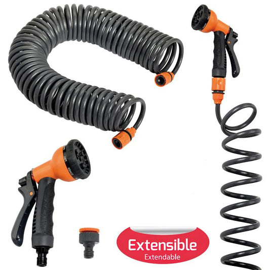 Manguera Riego Jardin Autoenroscable Con Set Riego 15 Metros_0