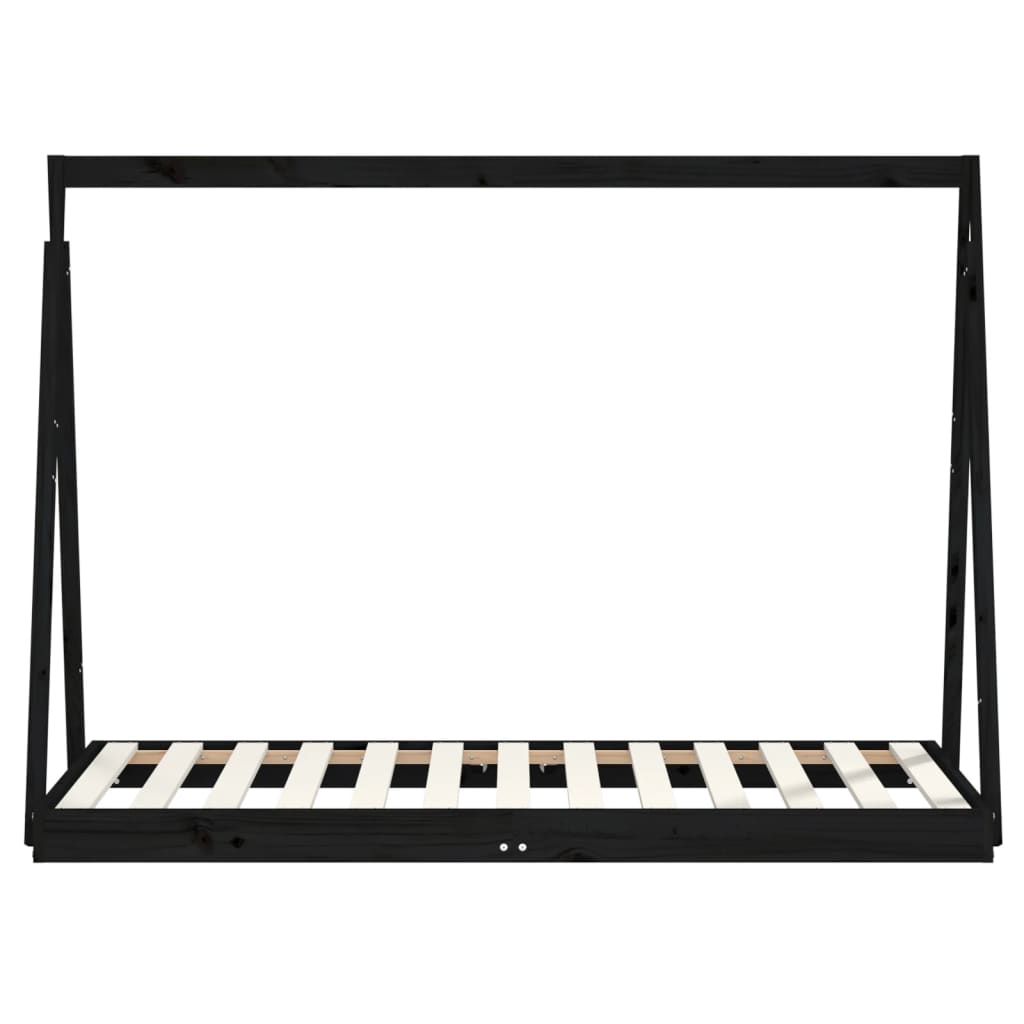 Estructura De Cama Para Niños Madera De Pino Negro 80x160 Cm / Vetonek_4