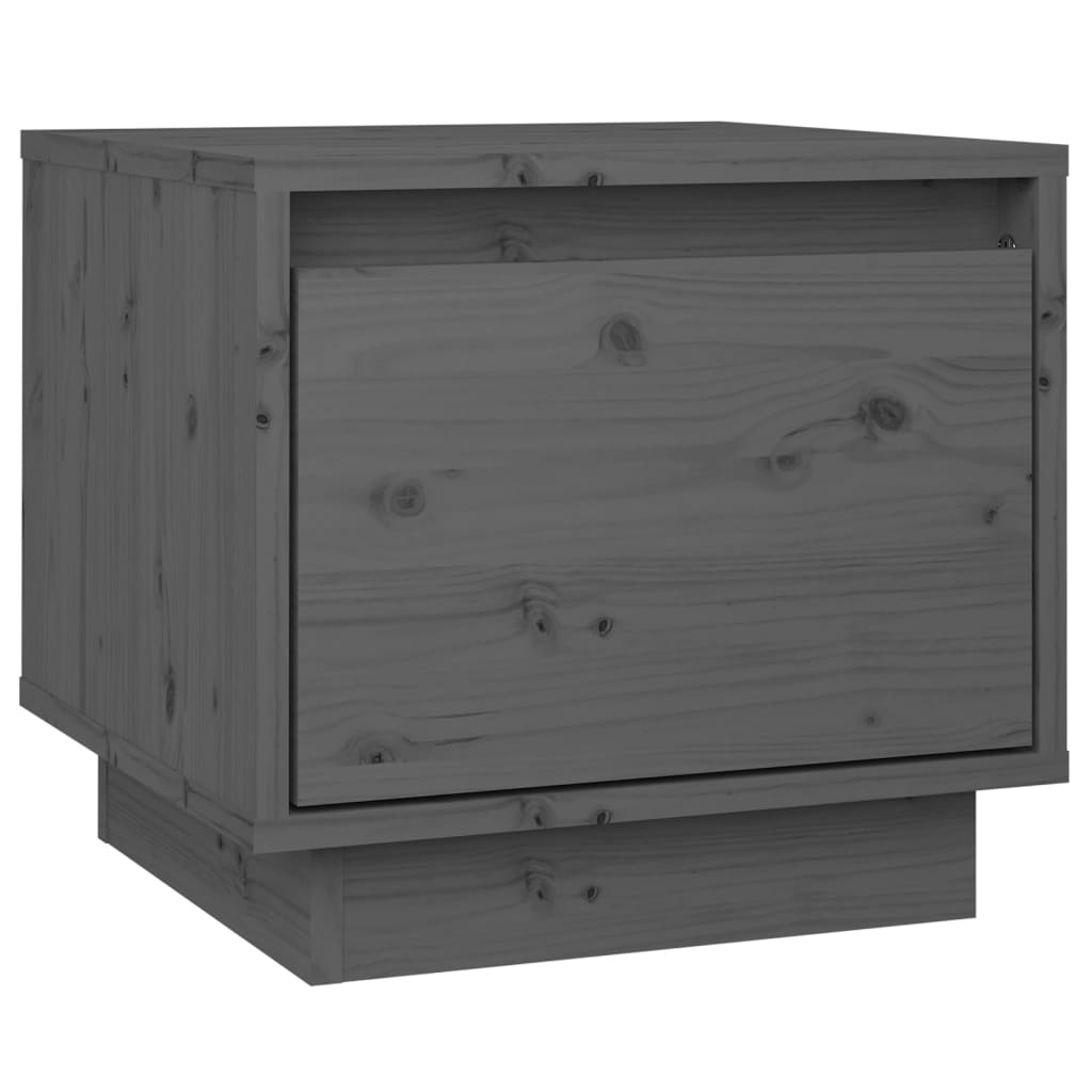 Mesitas De Noche 2 Uds Madera Maciza De Pino Gris 35x34x32 Cm_4