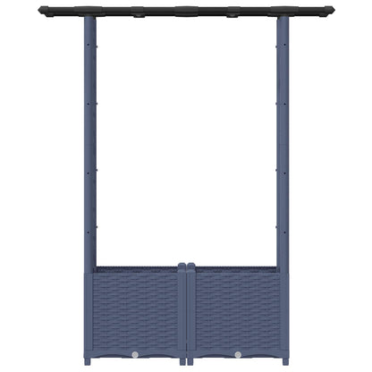 Cama Elevada Con Trellis Y Techo Gris 124,5 X 40 X 136 Cm Pp_3