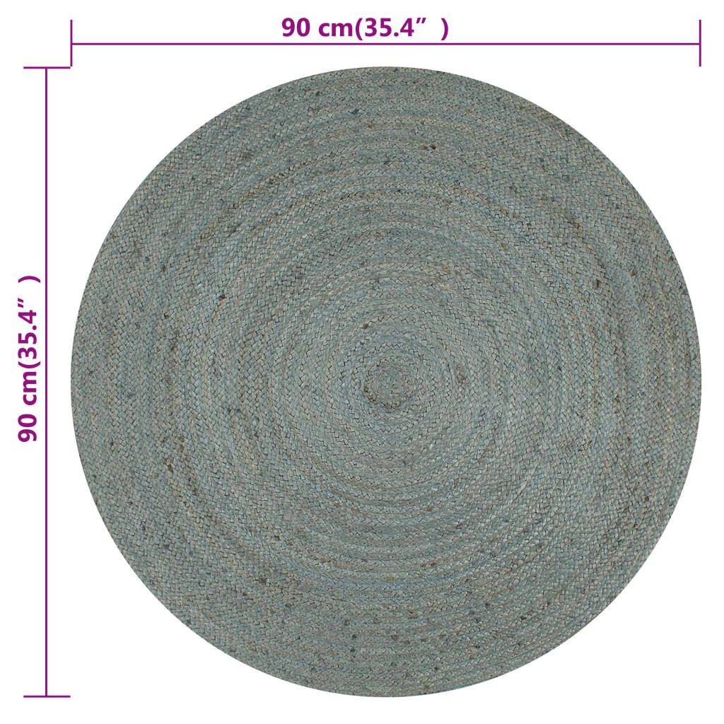 Vidaxl Alfombra De Yute Tejida A Mano Redonda Verde Oliva 90 Cm_2