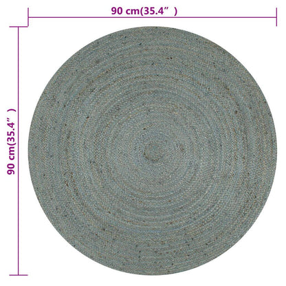 Vidaxl Alfombra De Yute Tejida A Mano Redonda Verde Oliva 90 Cm_2