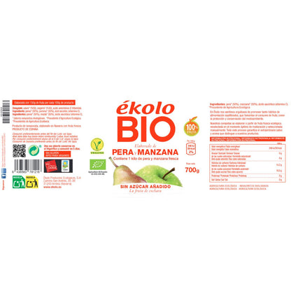 Elaborado com Pêra e Maçã Biológicas sem adição de açúcar Ékolo 700 g