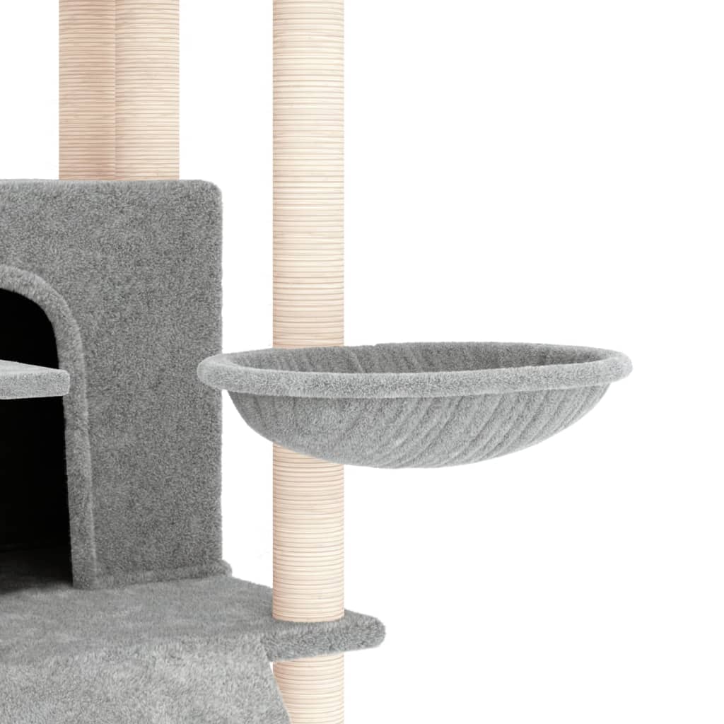 Rascador Para Gatos Con Postes De Sisal Gris Claro 154 Cm_5
