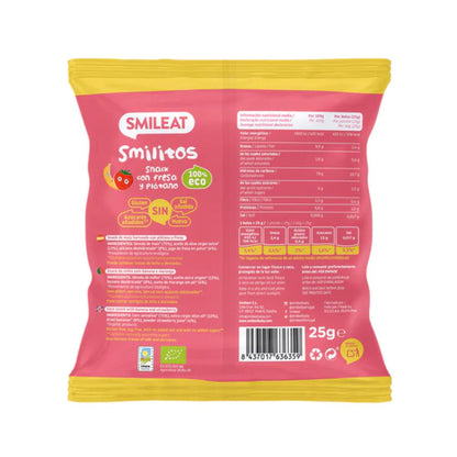 Smilitos, Morango Biológico e Minhocas de Banana Smileat, 25g