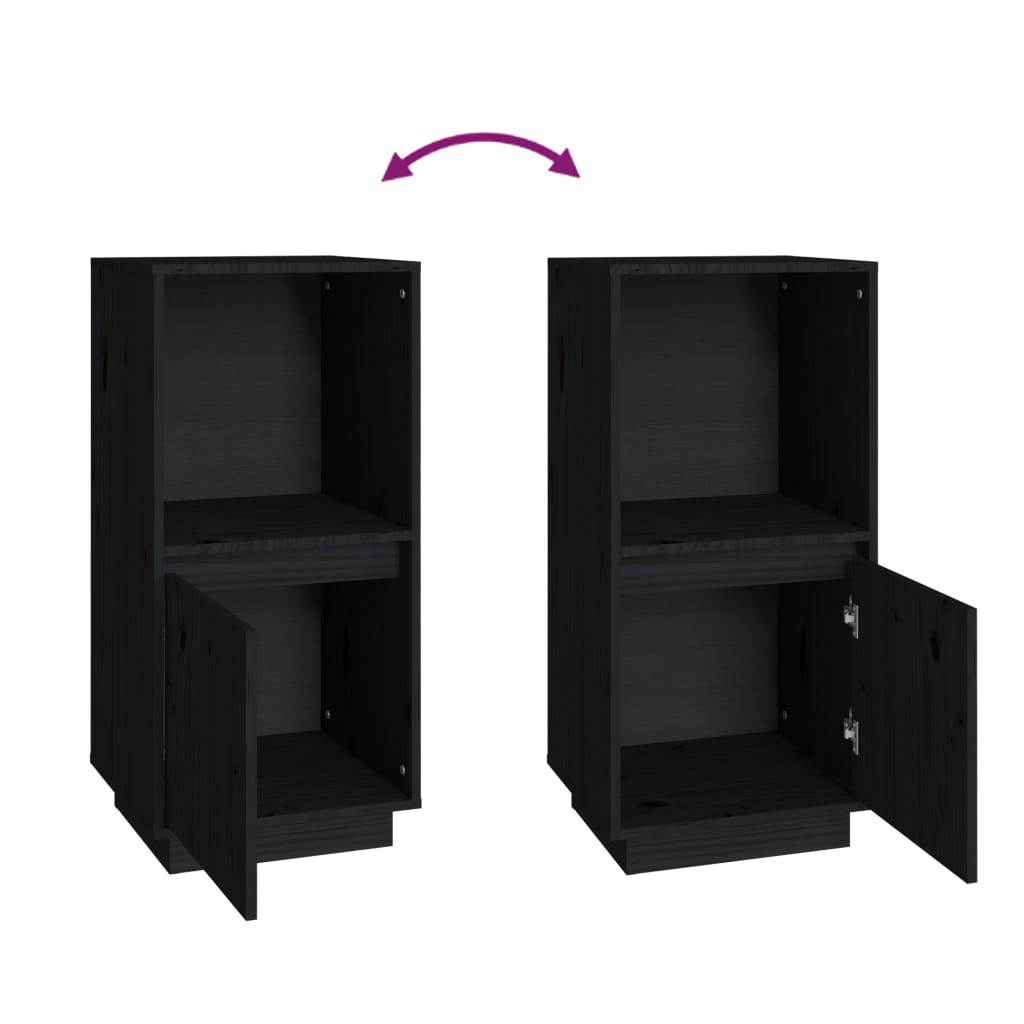 Aparador De Madera Maciza De Pino Negro 38x35x80 Cm / Vetonek_2
