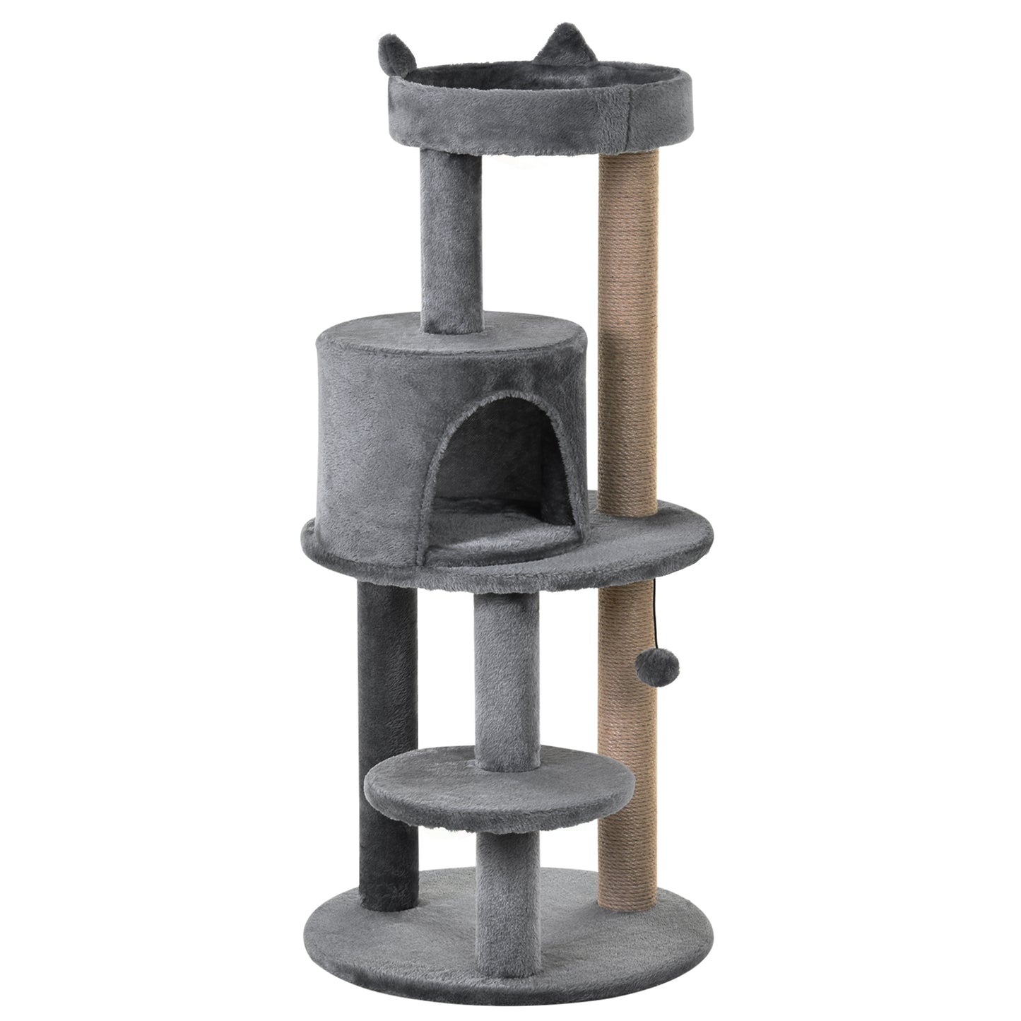 Pawhut Árbol Rascador Para Gatos 104 Cm Con Plataformas Refugio Postes De Sisal_0