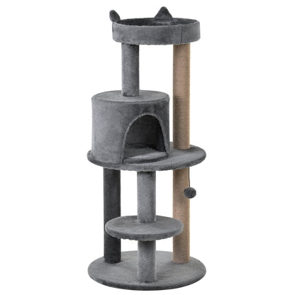 Pawhut Árbol Rascador Para Gatos 104 Cm Con Plataformas Refugio Postes De Sisal_0