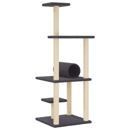 Rascador Para Gatos Con Postes De Sisal Gris Oscuro 136 Cm_5